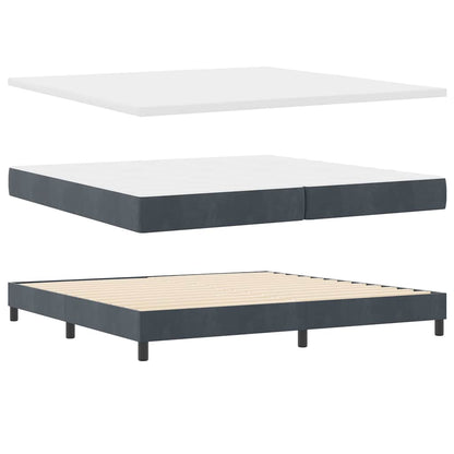 Letto a molle con testiera Grigio scuro 200 x 200 cm Velluto | homemem39