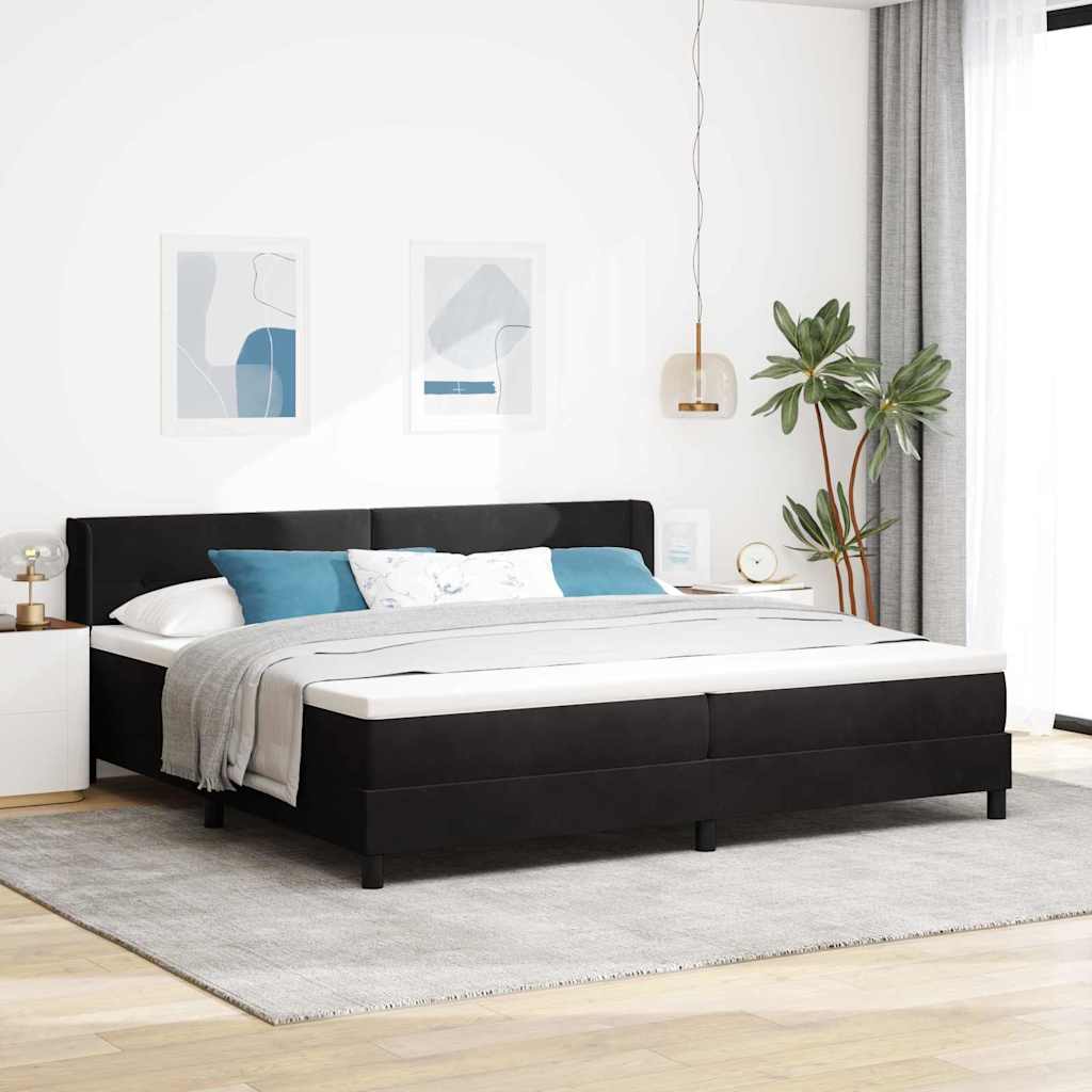 Letto a molle con testiera Nero 200 x 200 cm Velluto | homemem39