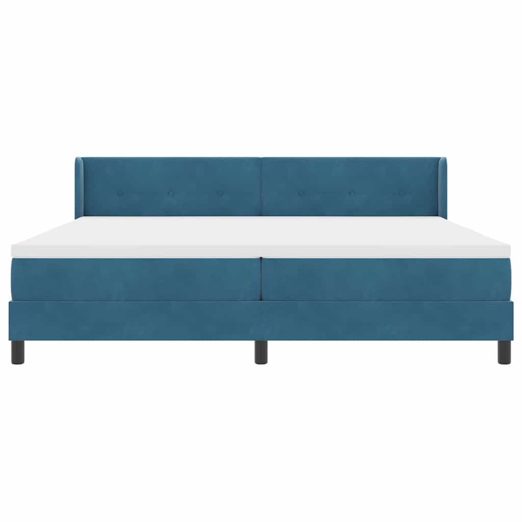 Letto a molle con testiera Blu Scuro 200 x 200 cm Velluto | homemem39