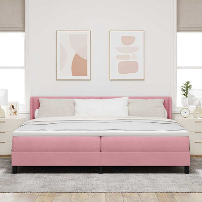 Letto a molle con testiera Rosa 200 x 200 cm Velluto | homemem39