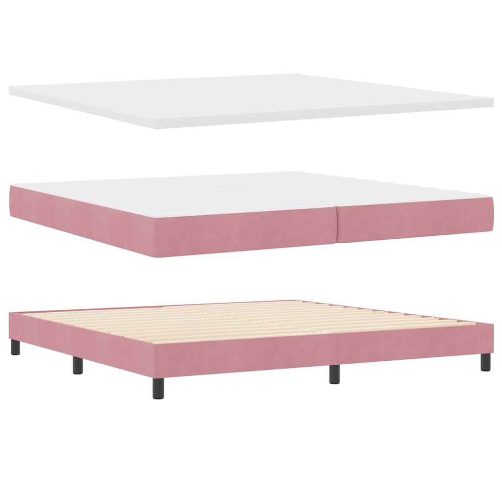 Letto a molle con testiera Rosa 200 x 200 cm Velluto | homemem39