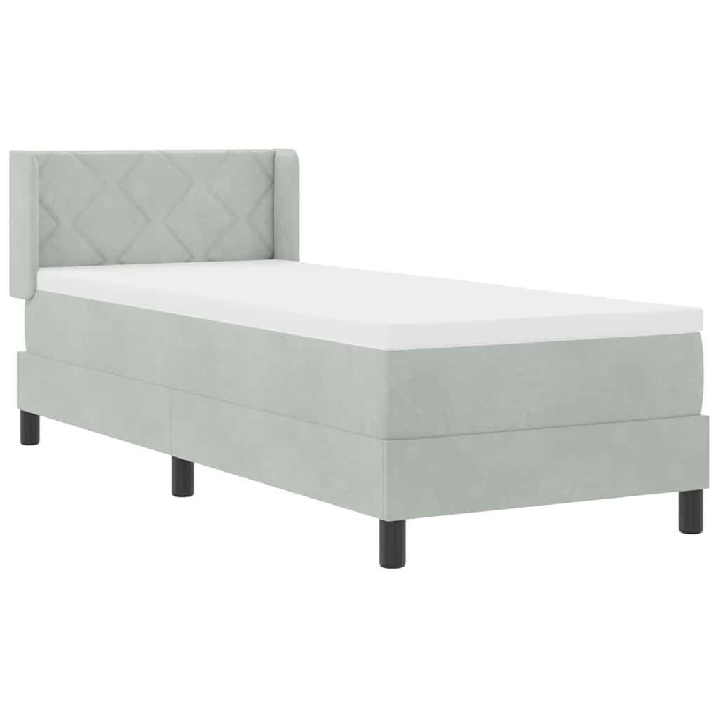 Letto a molle con testiera Grigio chiaro 200 x 80 cm Velluto | homemem39