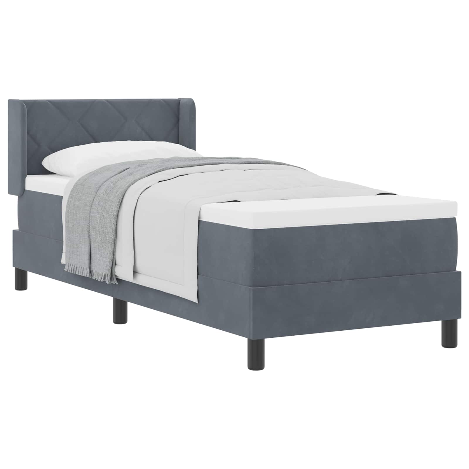 Letto a molle con testiera Grigio scuro 200 x 80 cm Velluto | homemem39