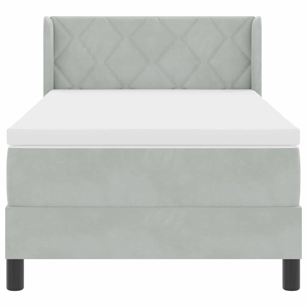 Letto a molle con testiera Grigio chiaro 190 x 90 cm Velluto | homemem39