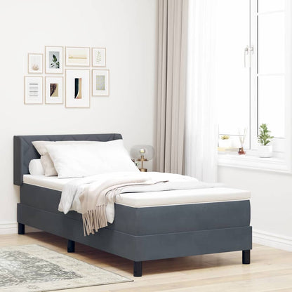Letto Box Spring con Materasso Nero 100x200 cm in Velluto