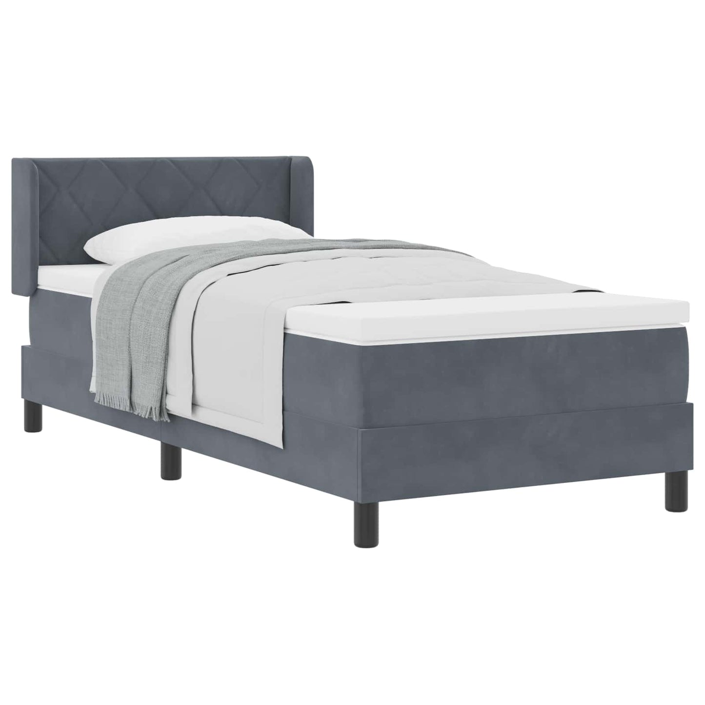 Letto a molle con testiera Grigio scuro 190 x 90 cm Velluto | homemem39
