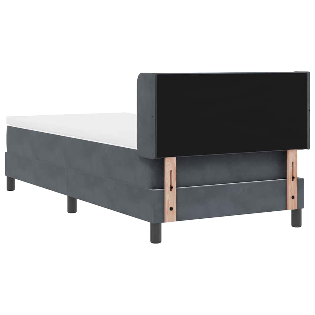 Letto Box Spring con Materasso Nero 100x200 cm in Velluto