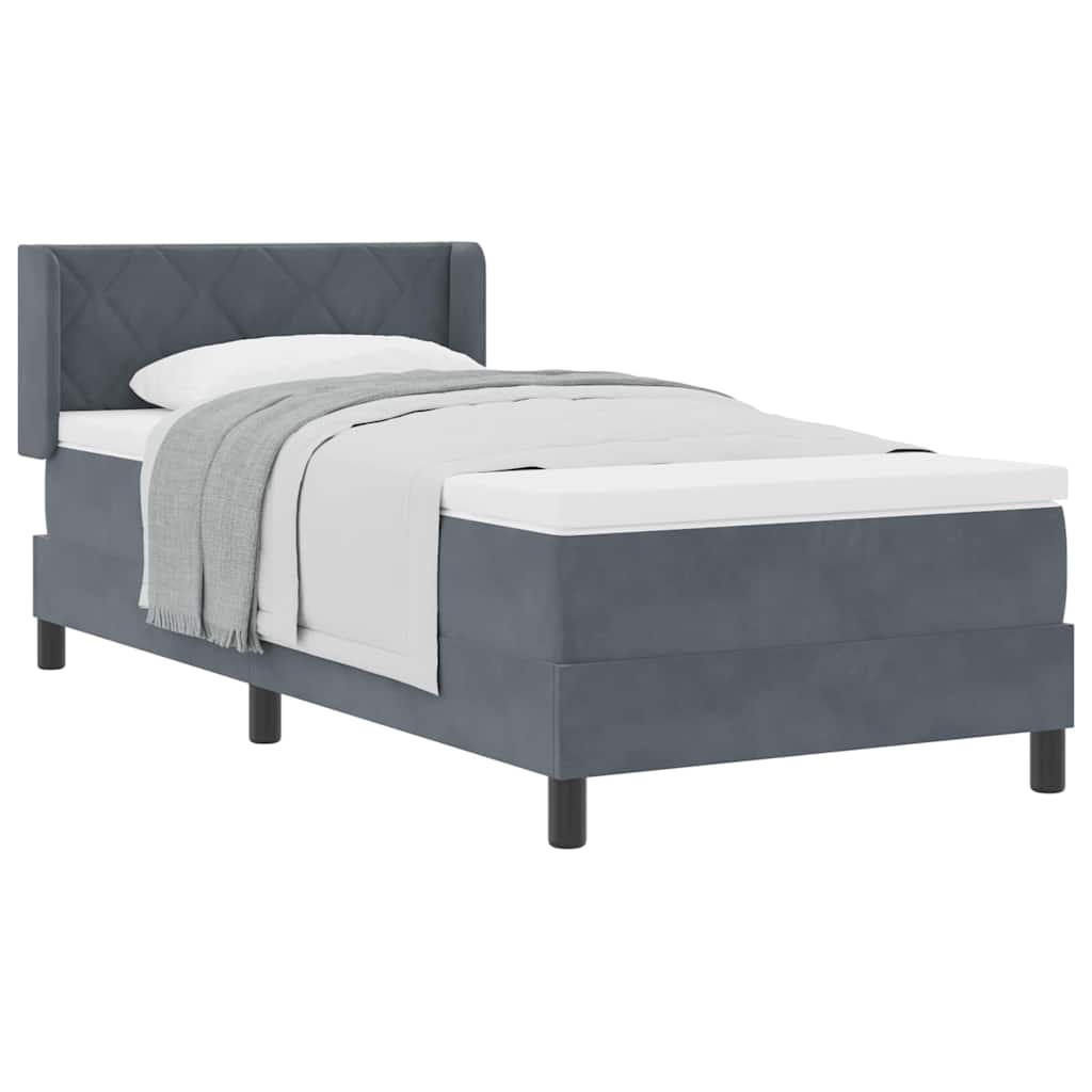 Letto Box Spring con Materasso Nero 100x200 cm in Velluto