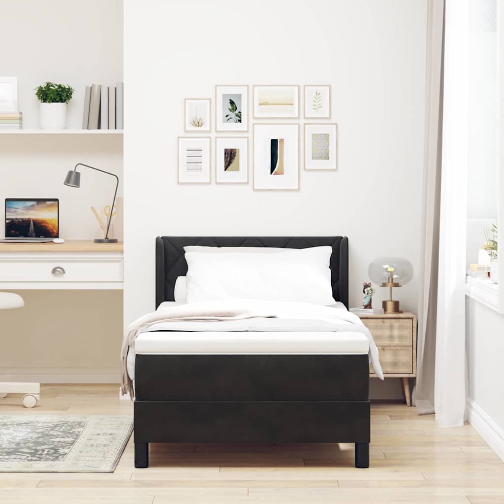 Letto a molle con testiera Nero 190 x 90 cm Velluto | homemem39