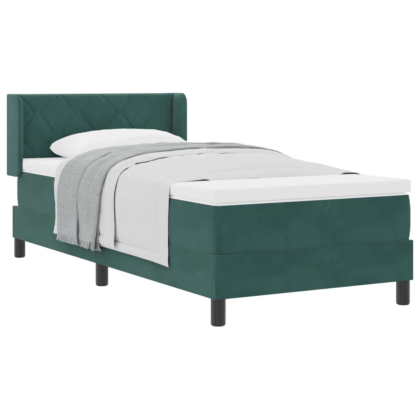 Letto a molle con materasso Verde Scuro 190 x 90 cm Poliestere