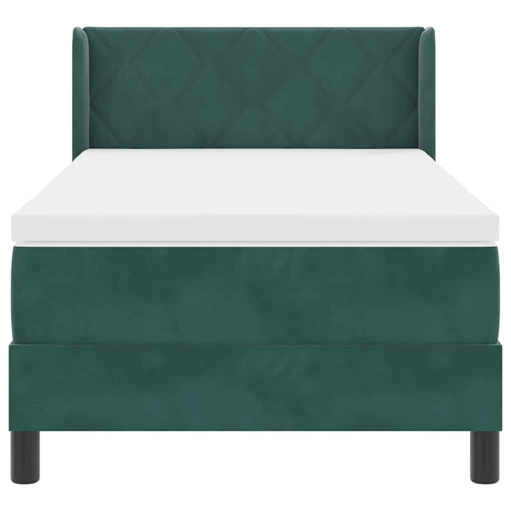 Letto a molle con materasso Verde Scuro 190 x 90 cm Poliestere