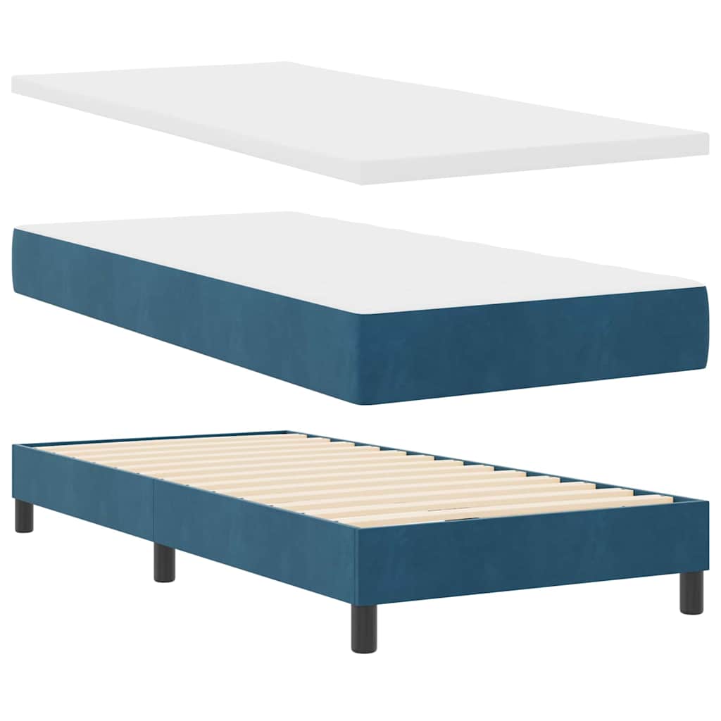 Letto a molle con testiera Blu Scuro 190 x 90 cm Velluto