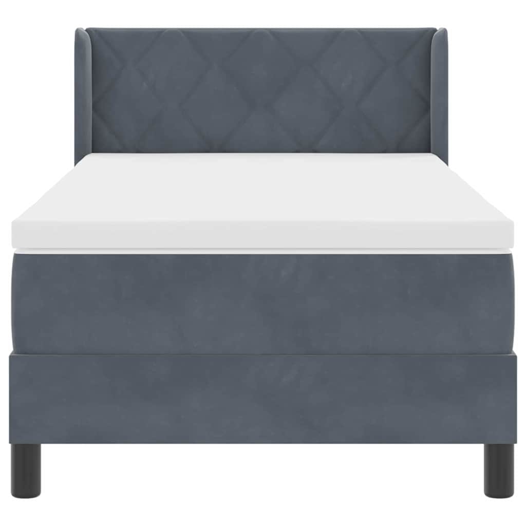 Letto a molle con testiera Grigio scuro 200 x 90 cm Velluto | homemem39