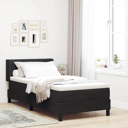 Letto Box Spring con Materasso Nero 100x200 cm in Velluto Nero - homemem39
