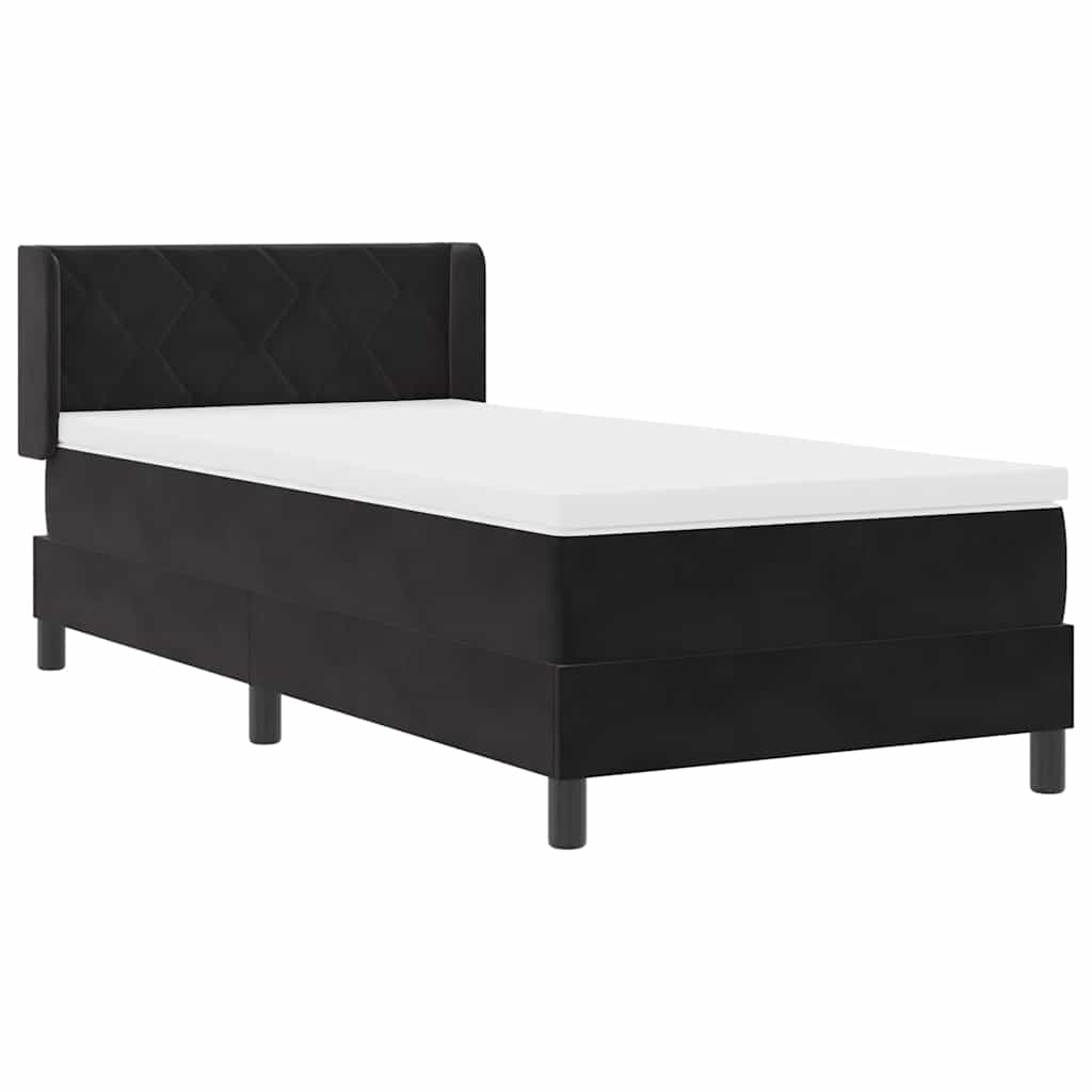 Letto a molle con materasso Nero 200 x 90 cm Poliestere