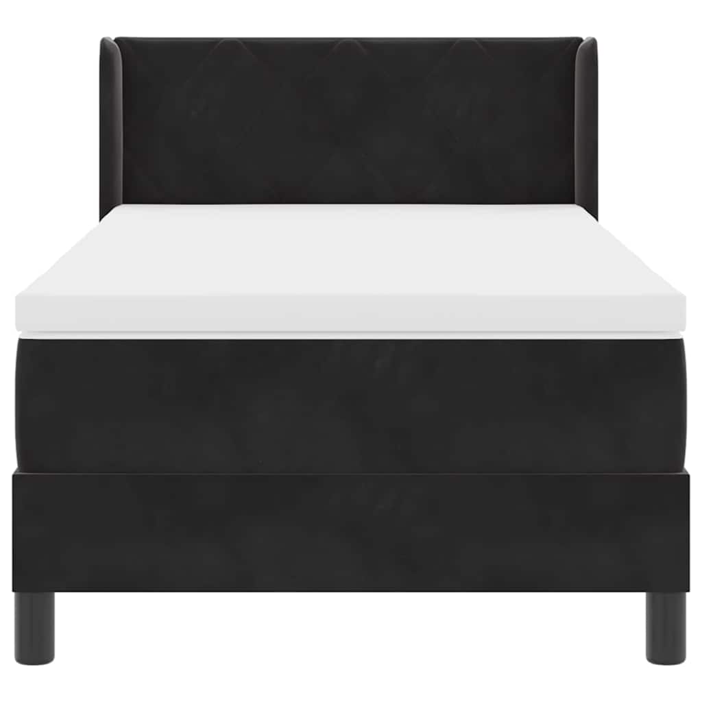 Letto Box Spring con Materasso Nero 100x200 cm in Velluto Nero - homemem39