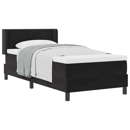 Letto Box Spring con Materasso Nero 100x200 cm in Velluto Nero - homemem39