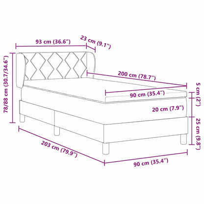 Letto a molle con testiera Verde Scuro 200 x 90 cm Velluto | homemem39
