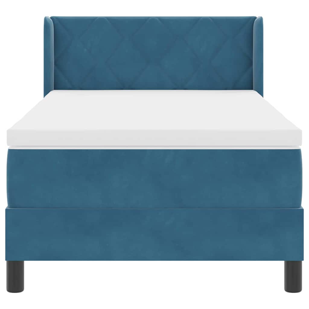 Letto a molle con testiera Blu Scuro 200 x 90 cm Velluto | homemem39