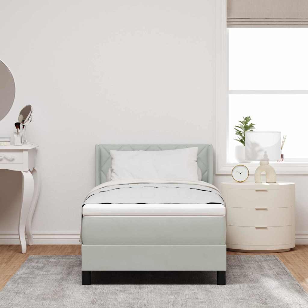 Letto a molle con testiera Grigio chiaro 200 x 100 cm Velluto | homemem39