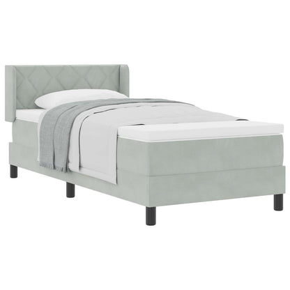 Letto a molle con testiera Grigio chiaro 200 x 100 cm Velluto | homemem39