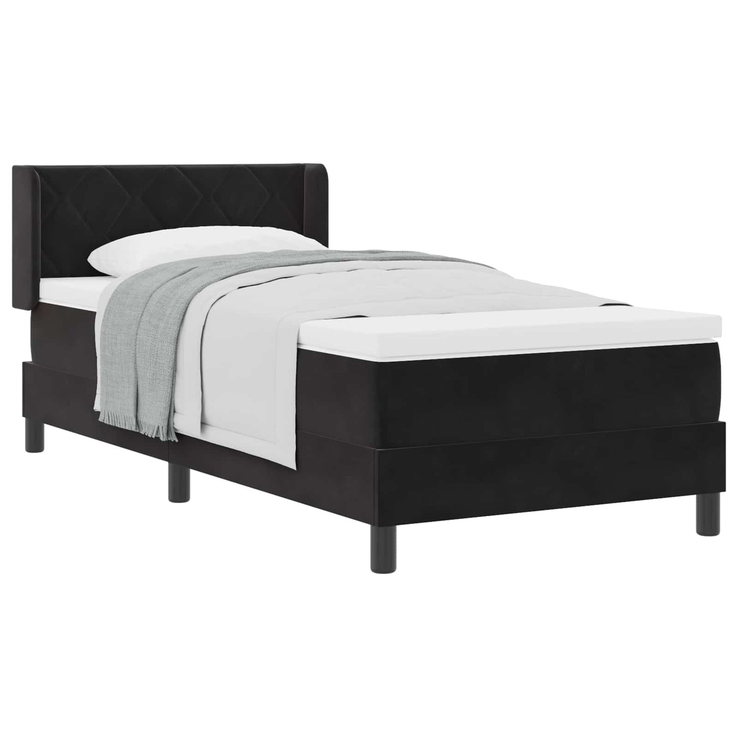 Letto a molle con testiera Nero 200 x 100 cm Velluto | homemem39