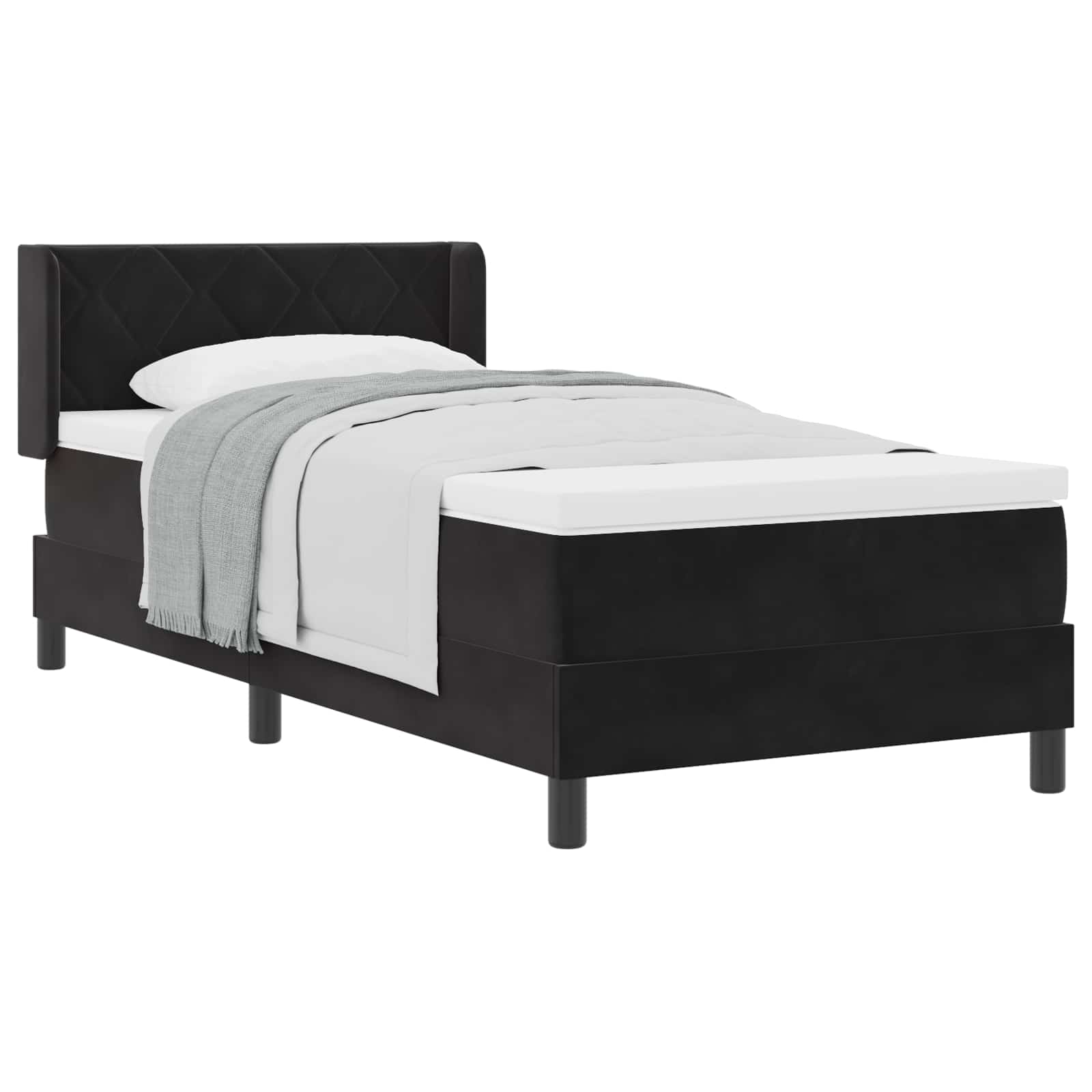 Letto a molle con testiera Nero 200 x 100 cm Velluto | homemem39