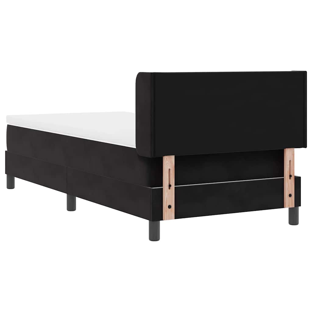 Letto Box Spring con Materasso Nero 100x200 cm in Velluto Nero