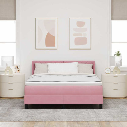 Letto a molle con testiera Rosa 190 x 140 cm Velluto | homemem39