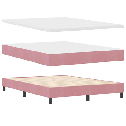 Letto a molle con testiera Rosa 190 x 140 cm Velluto | homemem39