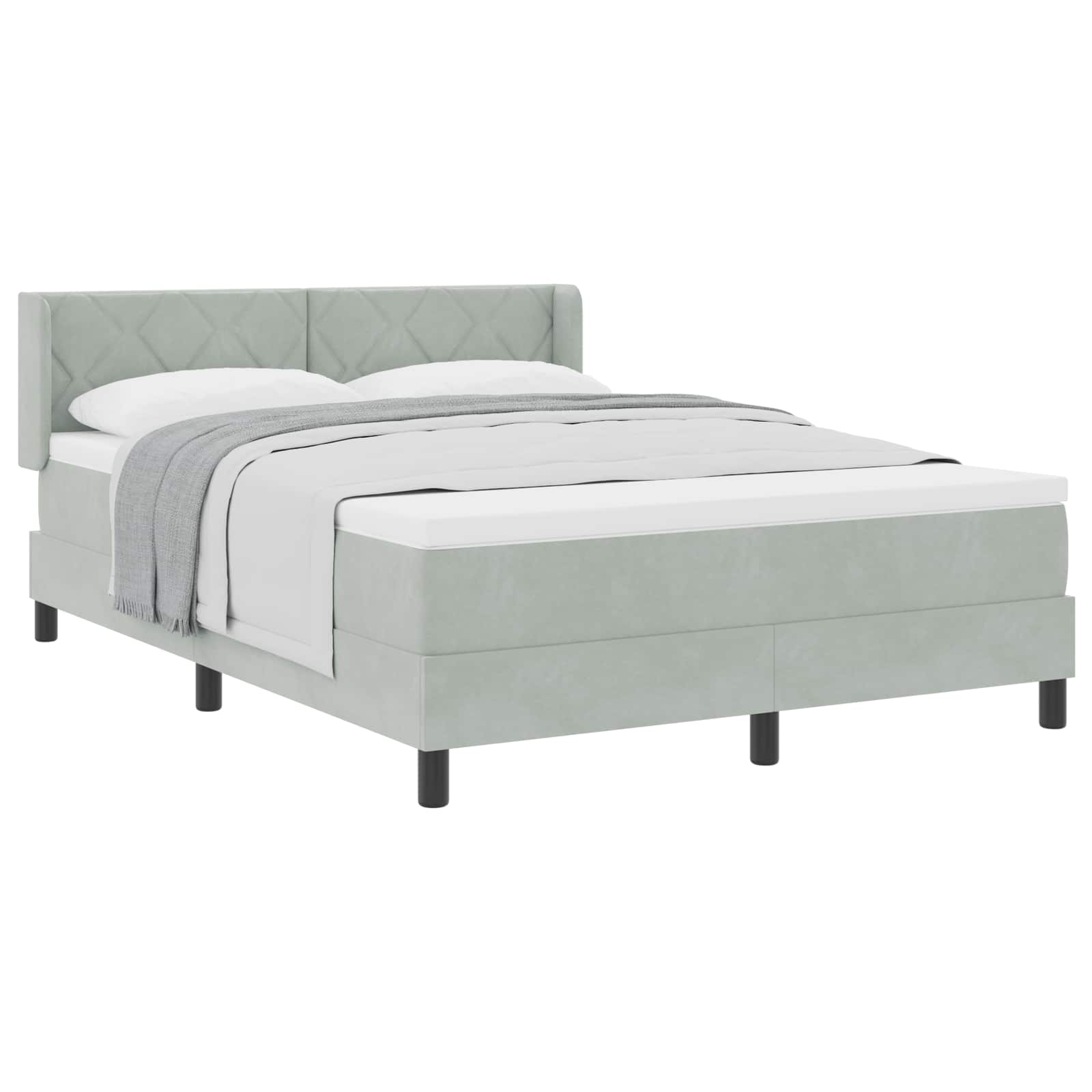 Letto a molle con testiera Grigio chiaro 200 x 140 cm Velluto | homemem39