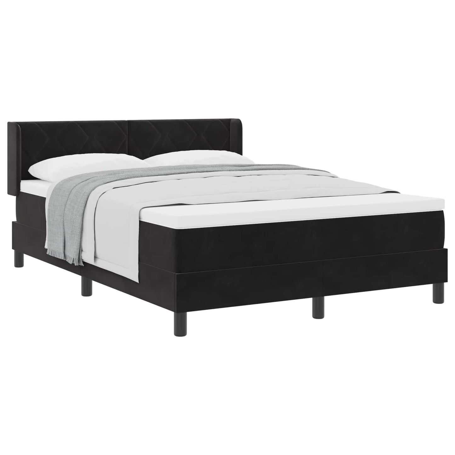 Letto a molle con testiera Nero 200 x 140 cm Velluto | homemem39