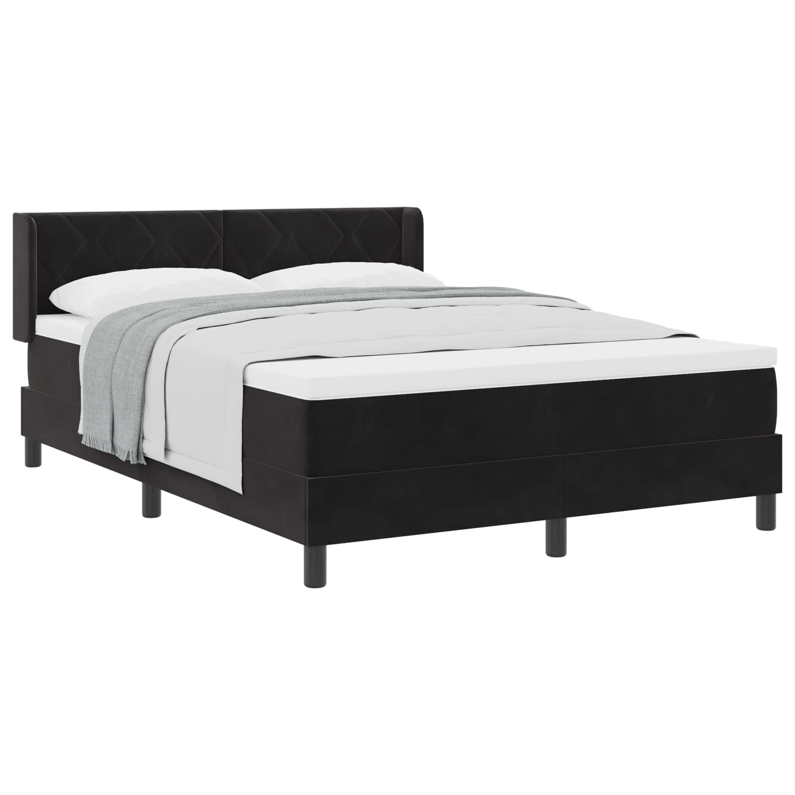 Letto a molle con testiera Nero 200 x 140 cm Velluto | homemem39
