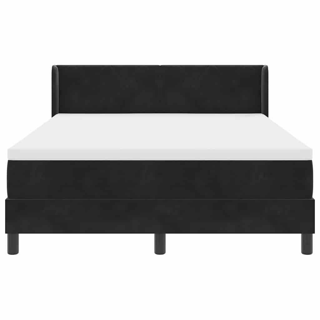 Letto Box Spring con Materasso Nero 100x200 cm in Velluto Nero