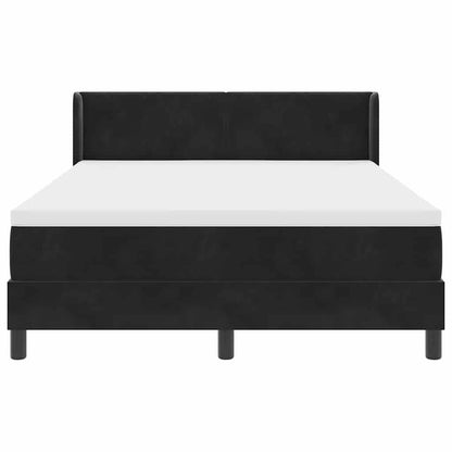 Letto Box Spring con Materasso Nero 100x200 cm in Velluto Nero