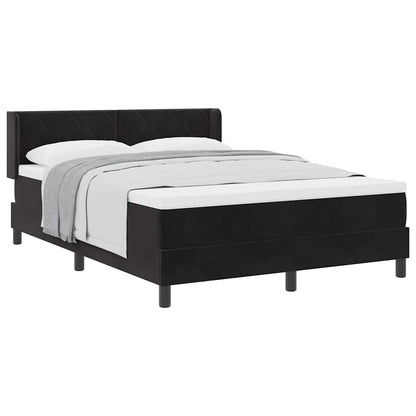Letto Box Spring con Materasso Nero 100x200 cm in Velluto Nero