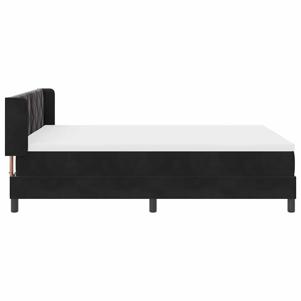 Letto Box Spring con Materasso Nero 100x200 cm in Velluto Nero