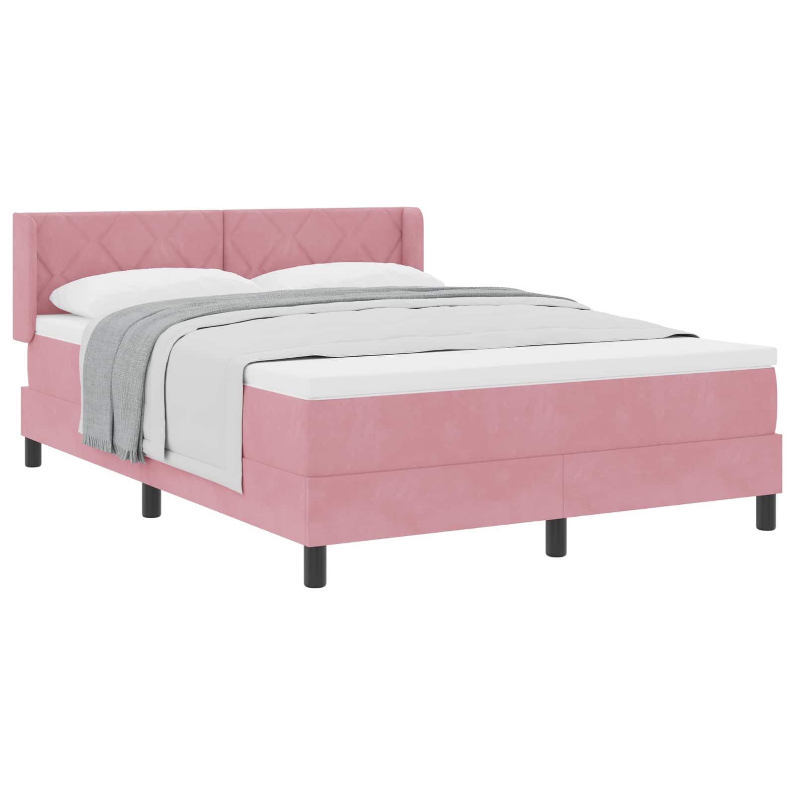 Letto a molle con testiera Rosa 200 x 160 cm Velluto | homemem39