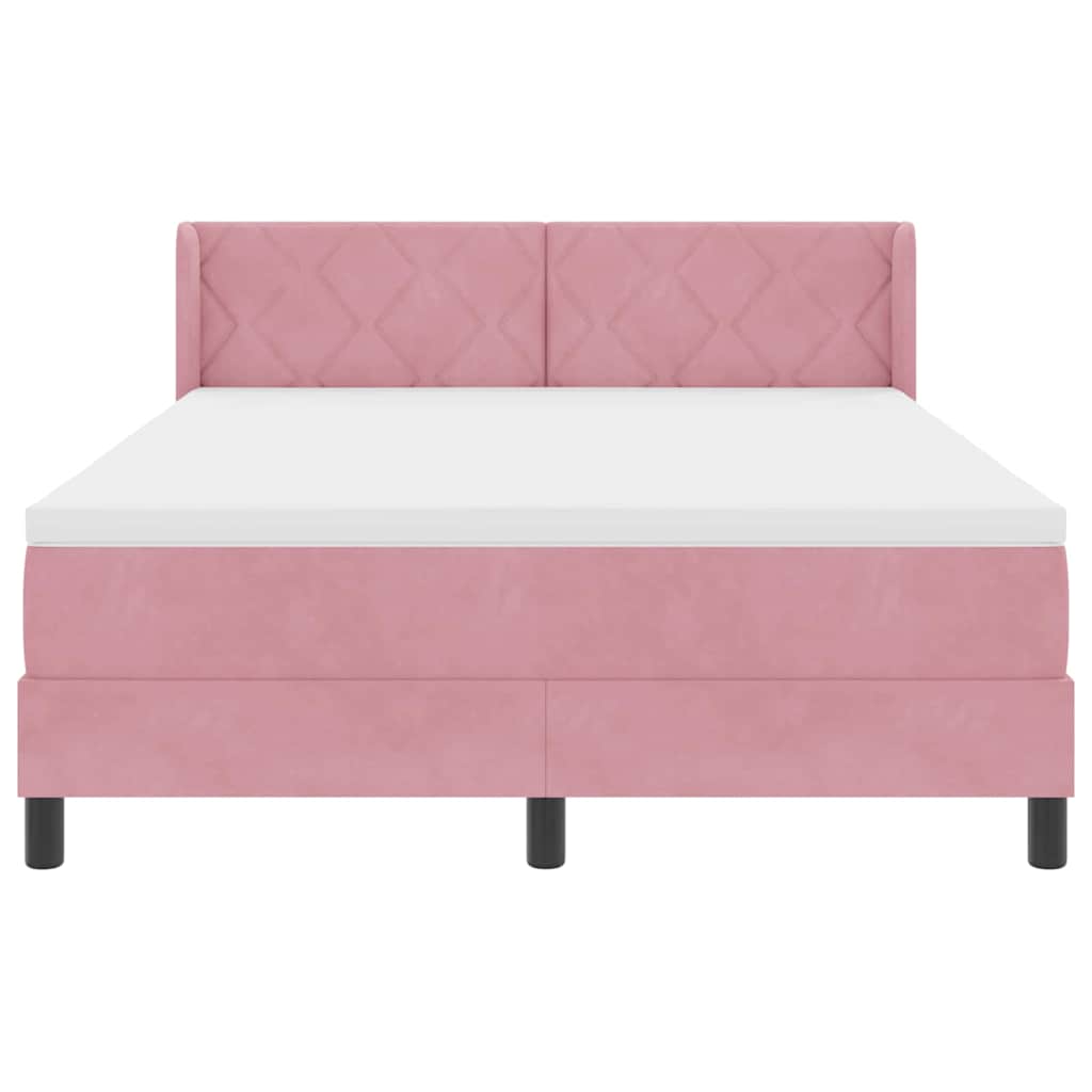 Letto a molle con testiera Rosa 200 x 160 cm Velluto | homemem39