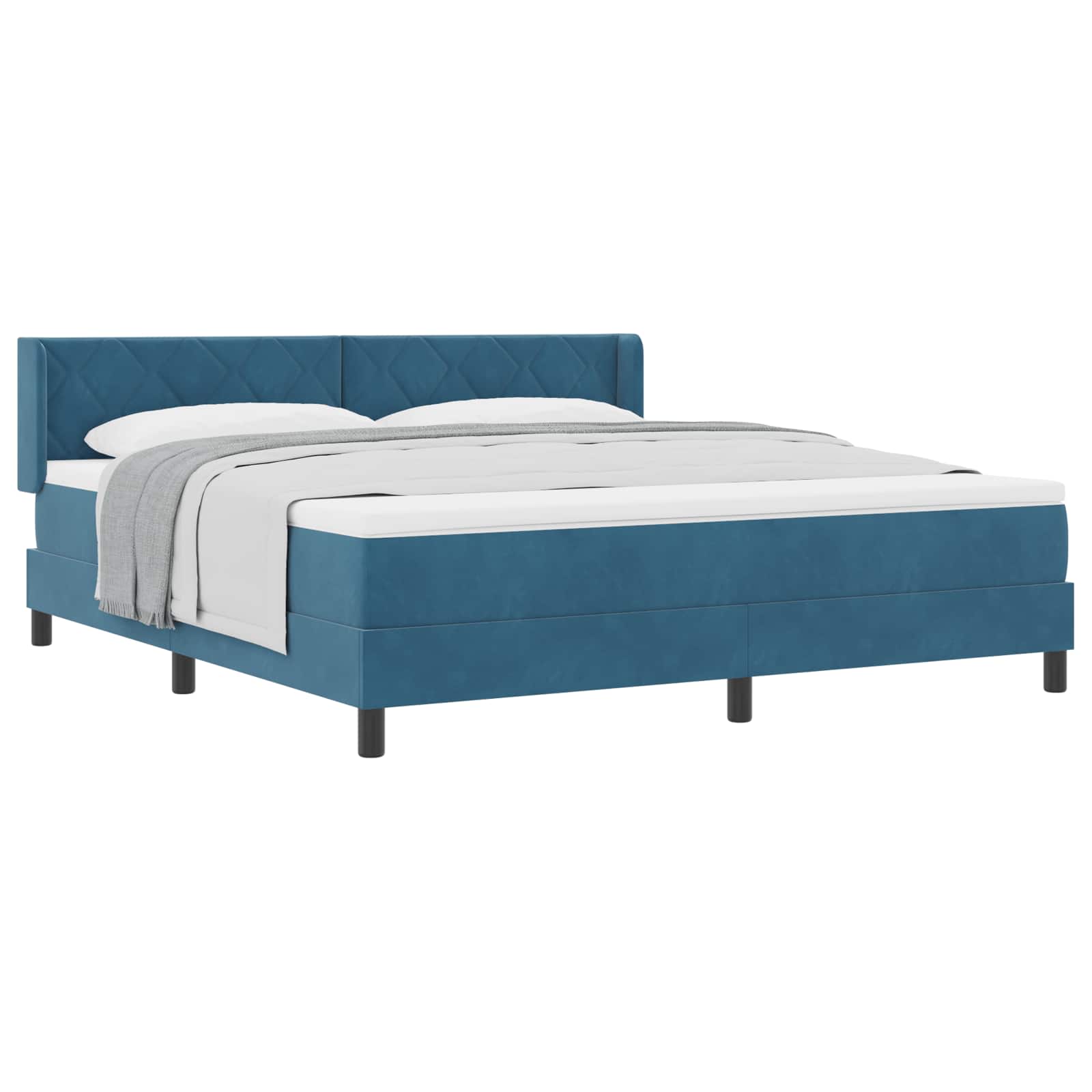 Letto a molle con testiera Blu Scuro 200 x 180 cm Velluto | homemem39
