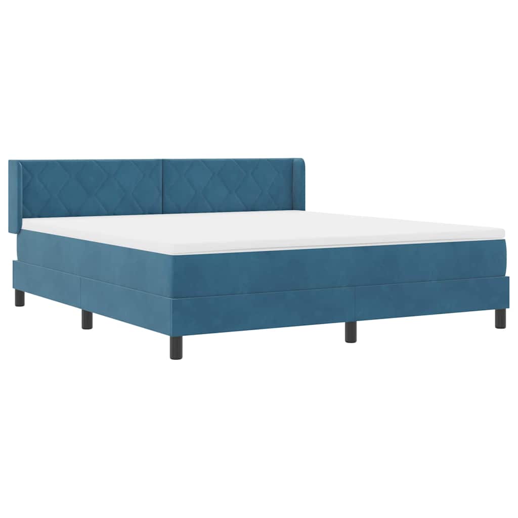 Letto a molle con testiera Blu Scuro 200 x 180 cm Velluto | homemem39