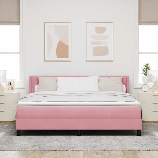Letto a molle con testiera Rosa 200 x 180 cm Velluto | homemem39