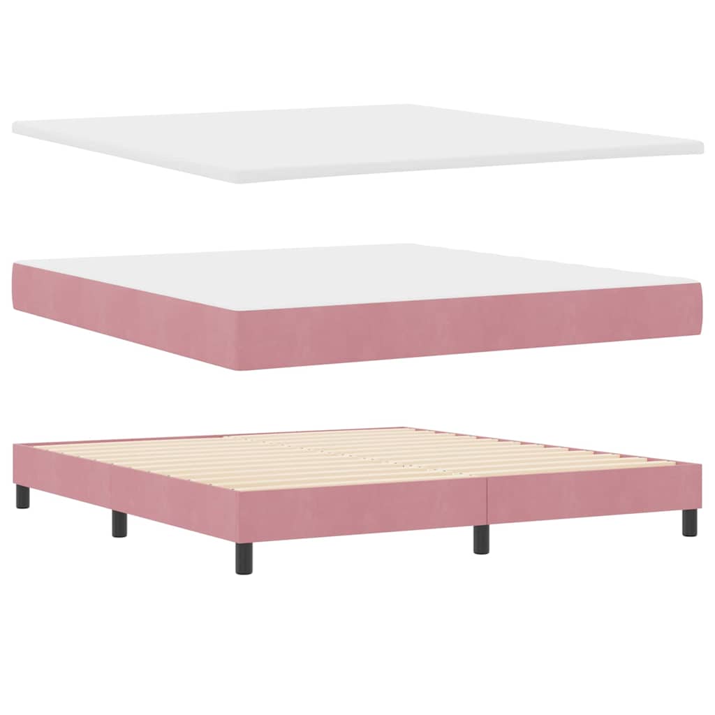 Letto a molle con testiera Rosa 200 x 180 cm Velluto | homemem39