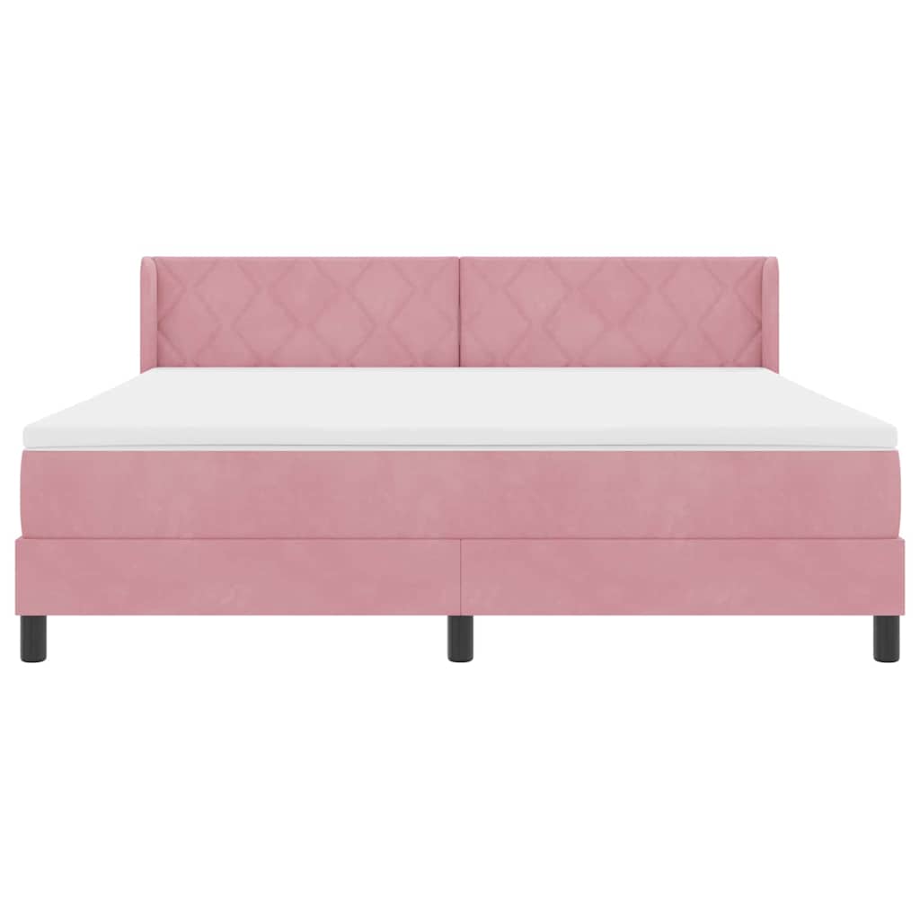 Letto a molle con testiera Rosa 200 x 180 cm Velluto | homemem39