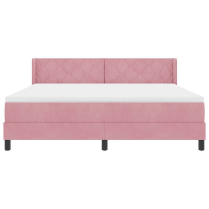 Letto a molle con testiera Rosa 200 x 180 cm Velluto | homemem39