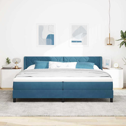 Letto a molle con testiera Blu Scuro 200 x 200 cm Velluto | homemem39