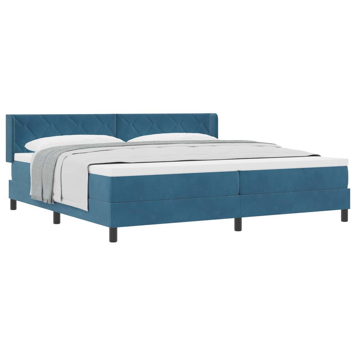 Letto a molle con testiera Blu Scuro 200 x 200 cm Velluto | homemem39