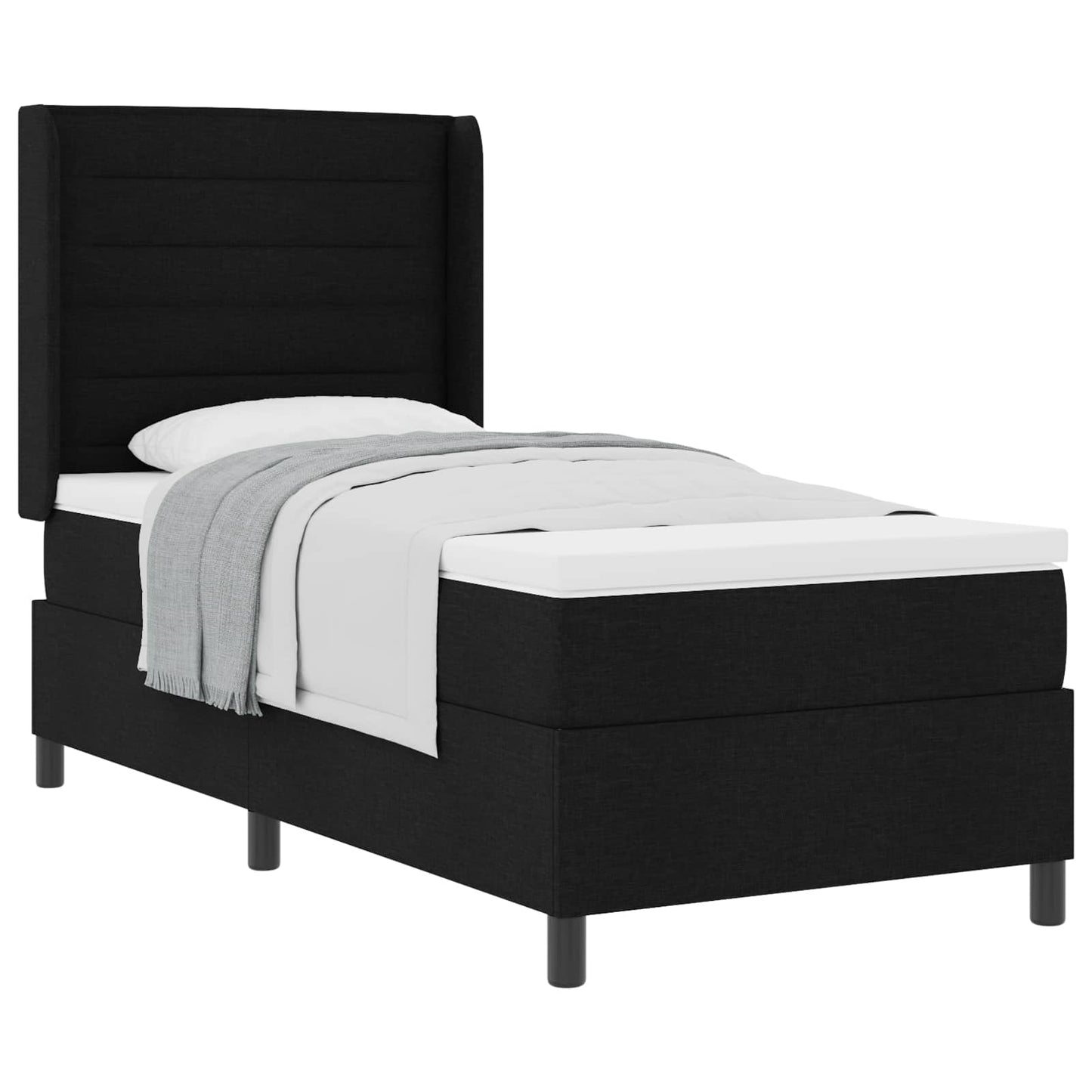 Letto a molle con materasso Nero 200 x 90 cm Tessuto | homemem39