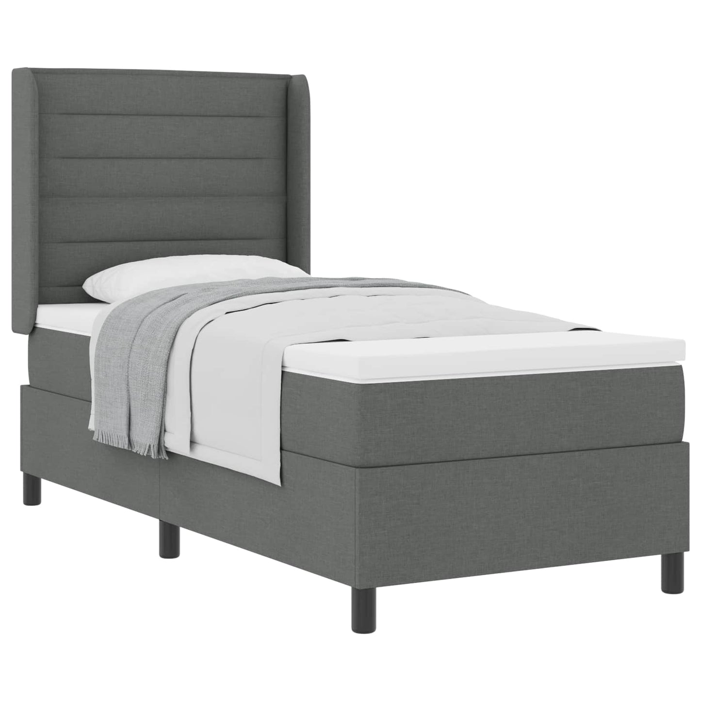 Letto a molle con materasso Grigio scuro 200 x 100 cm Tessuto | homemem39