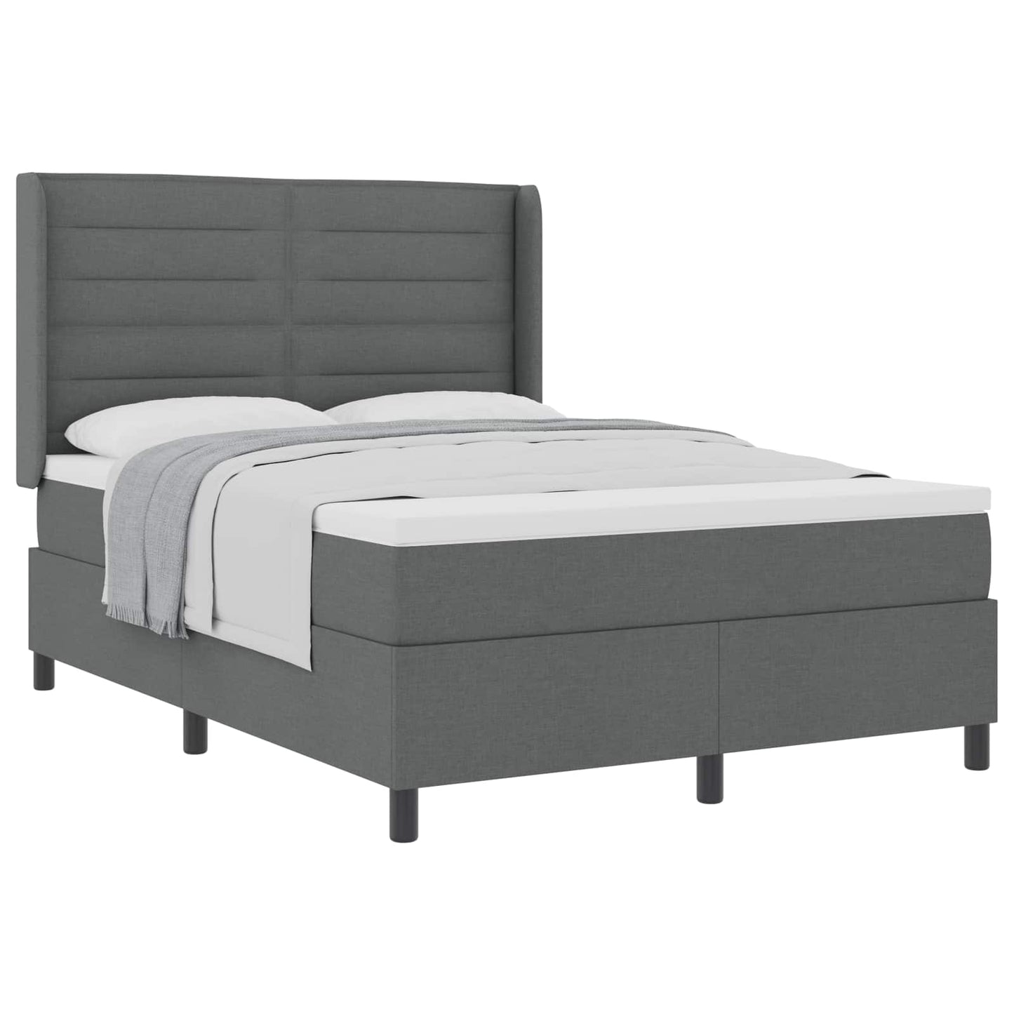 Letto a molle con materasso Grigio scuro 190 x 140 cm Tessuto